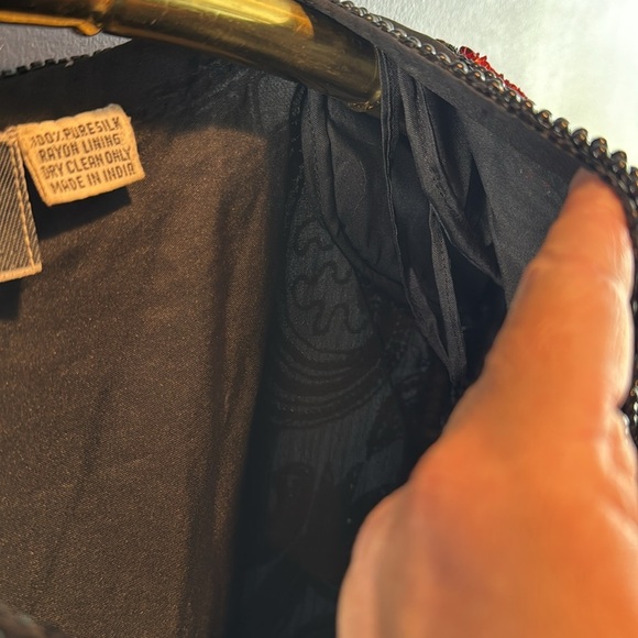 Vintage 80s Silk Sequin Beaded Long Sleeve ART DECO Jacket small India by Carina - Picture 6 of 15